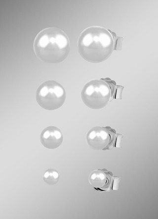 Zeitloses Ohrstecker-Set in Silber, 4 Paar