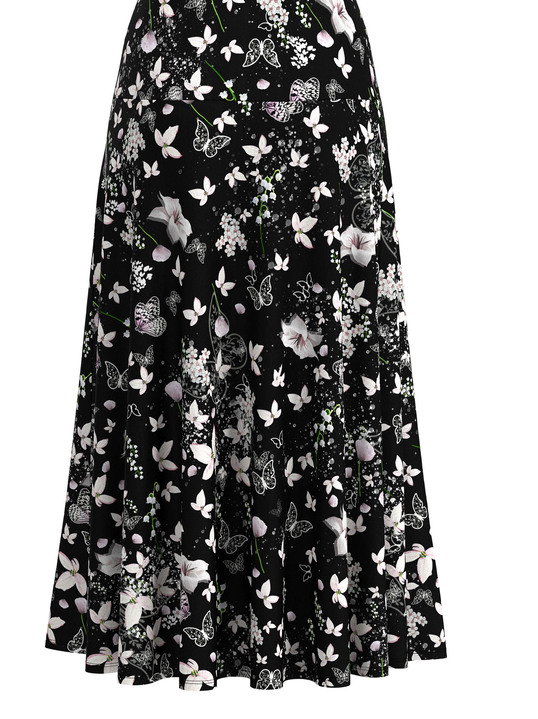 Gemustert - Rock mit figurgünstiger Passe Ansicht 3 Gemustert - Rock mit figurgünstiger Passe, in Größe 018 bis 054, in Farbe SCHWARZ-ECRU-ROSA-BUNT Ansicht 3