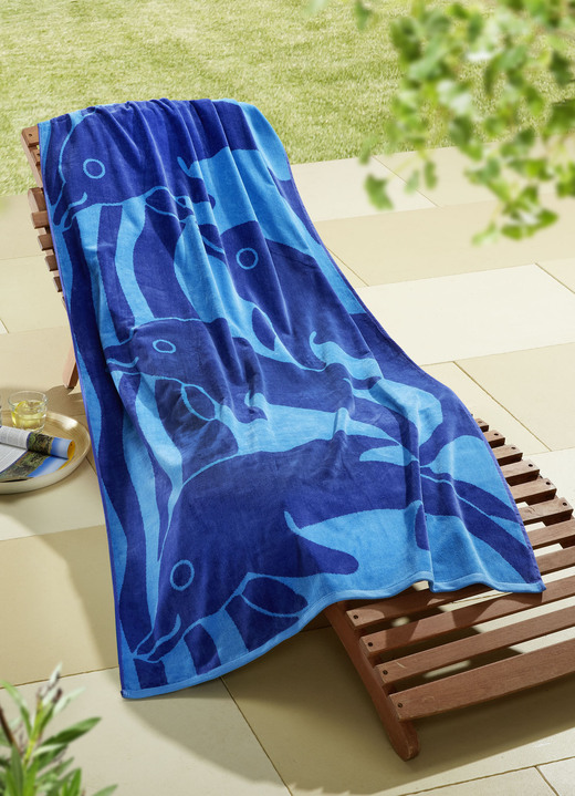 Garten - Extragroßes Strandlaken aus reiner Baumwolle, in Farbe BLAU