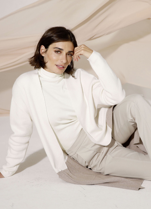 Strickjacken - Long-Strickjacke mit Kaschmir, in Größe 038 bis 052, in Farbe ECRU-TAUPE Ansicht 2