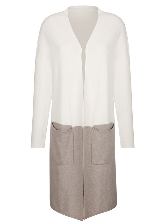 Strickjacken - Long-Strickjacke mit Kaschmir, in Größe 038 bis 052, in Farbe ECRU-TAUPE Ansicht 3