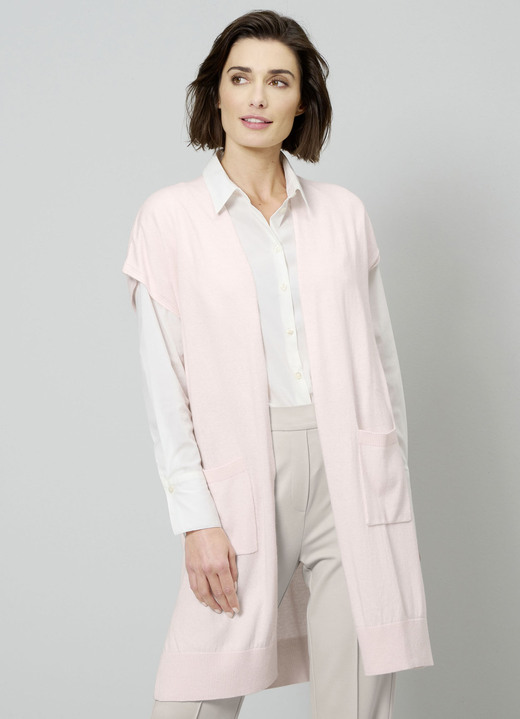 Strickwesten - Long-Strickweste mit Kaschmir Ansicht 2 Strickwesten - Long-Strickweste mit Kaschmir, in Größe 038 bis 052, in Farbe ROSÉ Ansicht 2