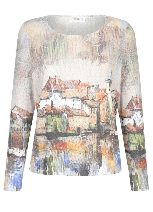 Langarm - Pullover in Feinstrick, in Größe 038 bis 052, in Farbe NATUR-CAMEL-BLAU Ansicht 3