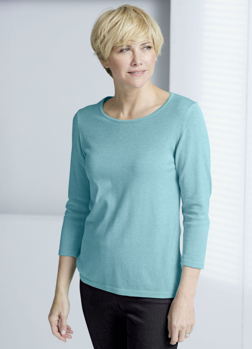 3/4-Arm - Pullover mit Modal, in Größe 038 bis 052, in Farbe TÜRKIS Ansicht 1