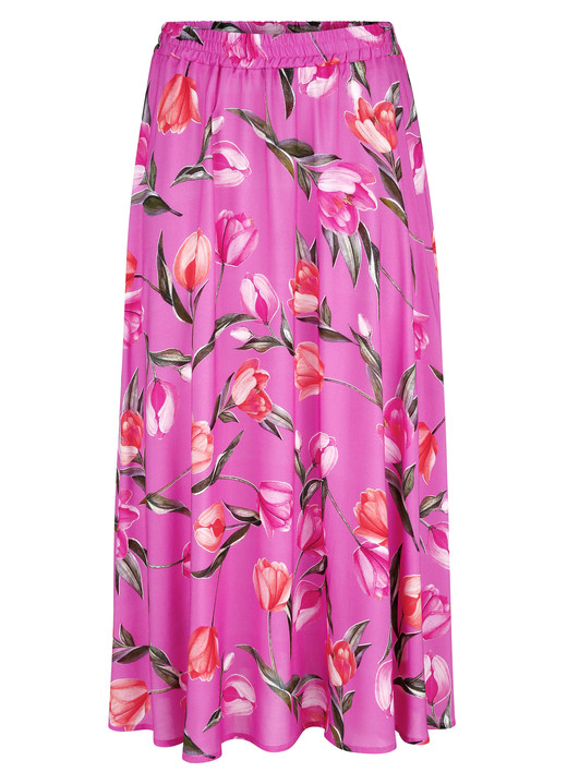 Röcke - Rock mit floraler Dessinierung, in Größe 019 bis 052, in Farbe PINK-GRÜN Ansicht 2