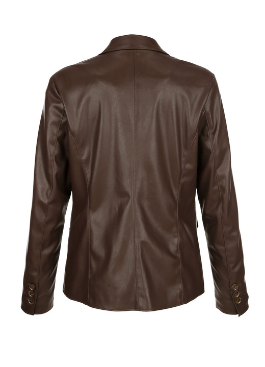 Lederimitatjacken - Blazer aus Nappaleder-Imitat, in Größe 038 bis 052, in Farbe SCHOKOBRAUN Ansicht 3