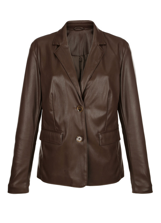 Lederimitatjacken - Blazer aus Nappaleder-Imitat, in Größe 038 bis 052, in Farbe SCHOKOBRAUN Ansicht 2