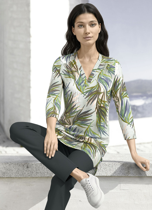 3/4-Arm - Shirt-Tunika, in Größe 036 bis 054, in Farbe GRÜN-BLAU