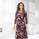 Langarm - Kleid mit farbbrillantem Druck – Farbe CAMEL-BORDEAUX Langarm - Kleid mit farbbrillantem Druck, in Größe 036 bis 052, in Farbe CAMEL-BLAU