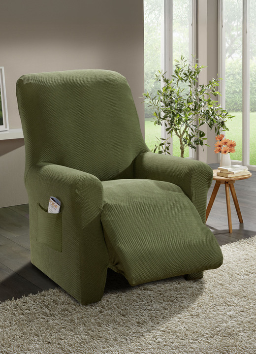 Sessel- & Sofaüberwürfe - Stretchbezüge mit Struktur, in Größe 101 (Sesselbezug) bis 111 (Stuhlbezug, 2er-Set), in Farbe CAMEL Ansicht 4