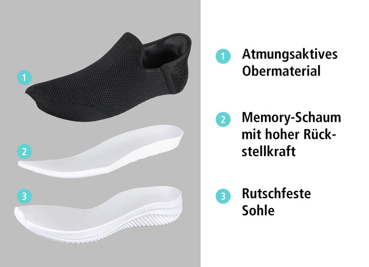 Schuhe & Einlagen - Komfort-Sliding Sneaker mit Stretch-Fit Passform Ansicht 6 Schuhe & Einlagen - Komfort-Sliding Sneaker mit Stretch-Fit Passform, in Größe 037 bis 044, in Farbe WEISS Ansicht 6