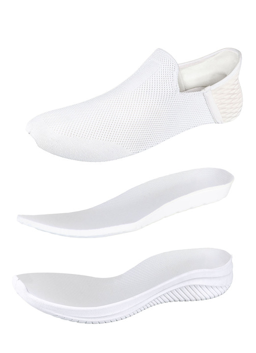 Schuhe & Einlagen - Komfort-Sliding Sneaker mit Stretch-Fit Passform, in Größe 037 bis 044, in Farbe WEISS Ansicht 2