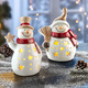 Weihnachtliche Dekorationen - Beleuchtete Schneemänner, 2er-Set, in Farbe WEISS-ROT-BEIGE – Farbe WEISS-ROT-BEIGE – Ansicht 2