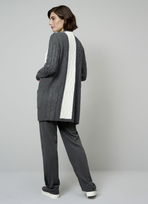 Strickjacken - Strickjacke in Strukturmix, in Größe 038 bis 052, in Farbe ANTHRAZIT-NATUR Ansicht 3
