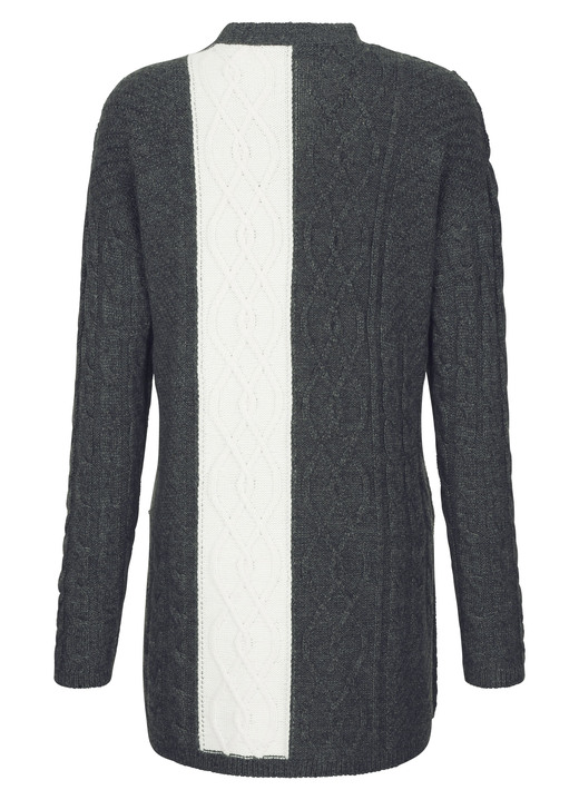 Strickjacken - Strickjacke in Strukturmix, in Größe 038 bis 052, in Farbe ANTHRAZIT-NATUR Ansicht 5