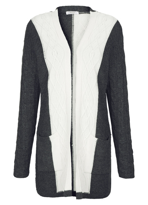 Strickjacken - Strickjacke in Strukturmix, in Größe 038 bis 052, in Farbe ANTHRAZIT-NATUR Ansicht 4