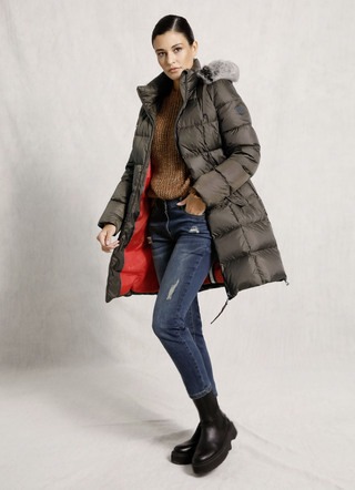 Daunen-Kurzmantel mit abnehmbarer Kapuze