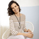 3/4-Arm - Pullover in Ringeldessin – Farbe BEIGE-WEISS – Ansicht 1 3/4-Arm - Pullover in Ringeldessin, in Größe 038 bis 052, in Farbe HELLGRAU-WEISS – Farbe BEIGE-WEISS – Ansicht 1