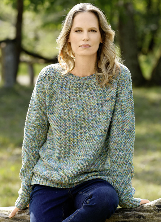 Langarm - Pullover in Garnmix, in Größe 038 bis 052, in Farbe HELLGRÜN-GELB-MULTICOLOR Ansicht 1