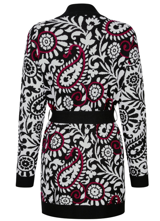 Strickjacken - Strickjacke in Jacquard-Dessin, in Größe 038 bis 052, in Farbe SCHWARZ-WEISS-ROT Ansicht 5