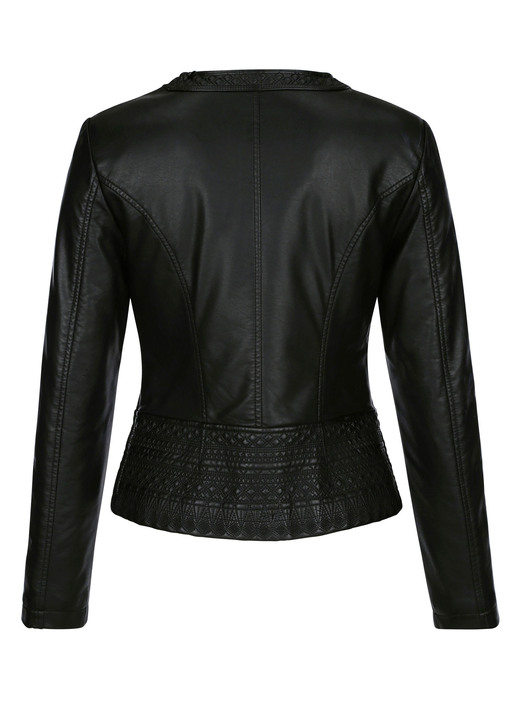 Lederimitatjacken - Blazer mit toniger Stickerei, in Größe 038 bis 052, in Farbe SCHWARZ Ansicht 5