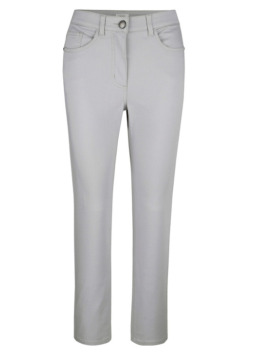 Hosen mit Knopf- und Reißverschluss - Hose in 5-Pocket-Form Hosen mit Knopf- und Reißverschluss - Hose in 5-Pocket-Form, in Größe 019 bis 052, in Farbe GRAU