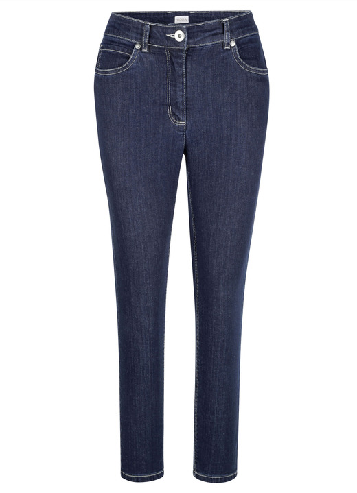 Hosen - Knöchellange Jeans in 5-Pocket-Form Ansicht 2 Hosen - Knöchellange Jeans in 5-Pocket-Form, in Größe 019 bis 052, in Farbe DUNKELBLAU Ansicht 2
