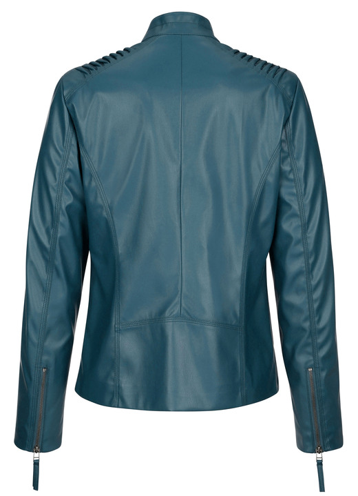 Lederimitatjacken - Blazer aus Lederimitat mit Biesenzier, in Größe 038 bis 052, in Farbe PETROL Ansicht 3