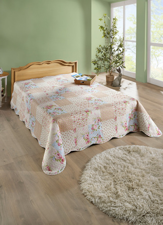 Beidseitig bedruckte Tagesdecke mit Rosen Dessin