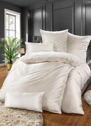 Bettwäschegarnituren - Seiden-Bettwäsche , in Größe 120 (Kissenbezug, 80/ 80 cm) bis 215 (Deckenbezug, 155/220 cm), in Farbe WEISS