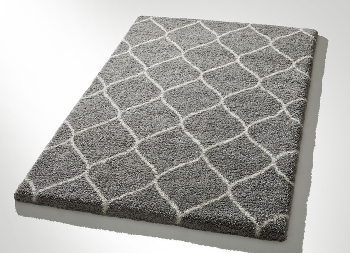 Modern - Gemütlich weiche Hochflor-Brücken und -Teppiche, in Größe 111 (Brücke, 60x110 cm) bis 282 (Teppich, 200x290 cm), in Farbe GRAU Ansicht 1