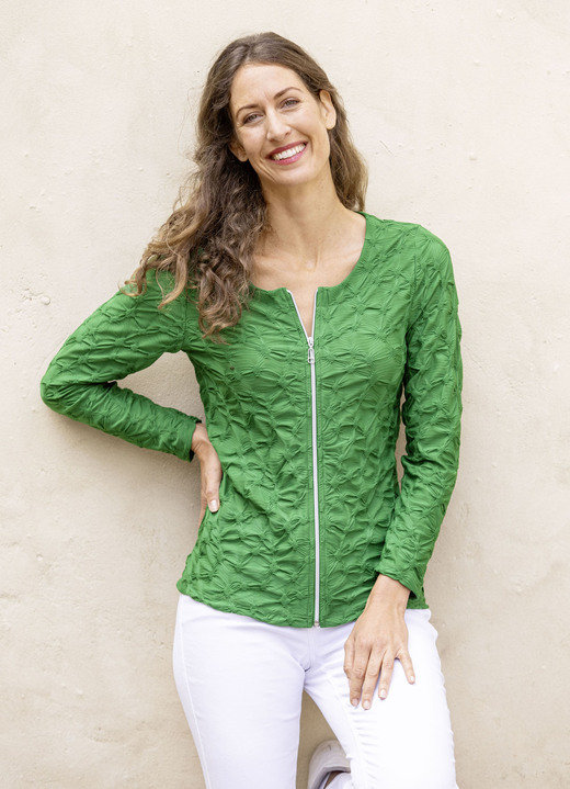 Shirtjacken - Shirtjacke mit durchgehendem Reißverschluss Shirtjacken - Shirtjacke mit durchgehendem Reißverschluss, in Größe 036 bis 052, in Farbe GRÜN
