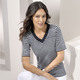 Kurzarm - Shirt mit Pailletten-Stickereien – Farbe MARINE-WOLLWEISS – Ansicht 1 Kurzarm - Shirt mit Pailletten-Stickereien, in Größe 036 bis 050, in Farbe MARINE-WOLLWEISS – Farbe MARINE-WOLLWEISS – Ansicht 1