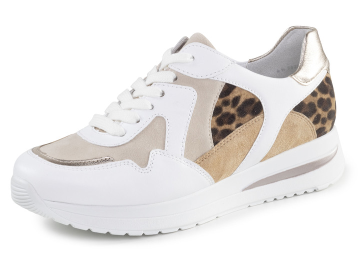 Slipper & Schnürschuhe - ELENA EDEN Sneaker mit Leo-Print und Metallic-Besätzen, in Größe 3 1/2 bis 8, in Farbe WEISS-BEIGE-BRAUN Ansicht 1