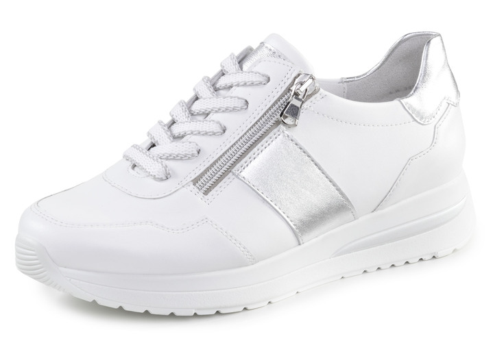 Slipper & Schnürschuhe - ELENA EDEN Sneaker aus Nappaleder, in Größe 3 1/2 bis 8, in Farbe WEISS-SILBER Ansicht 1