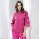 3/4-Arm - Pullover mit Strukturstreifen – Farbe PINK – Ansicht 2 3/4-Arm - Pullover mit Strukturstreifen, in Größe 036 bis 052, in Farbe APFELGRÜN – Farbe PINK – Ansicht 2