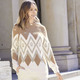 Langarm - Pullover mit flauschigem Effektgarn – Farbe CAMEL-ECRU-GOLDFARBEN – Ansicht 2 Langarm - Pullover mit flauschigem Effektgarn, in Größe 036 bis 052, in Farbe CAMEL-ECRU-GOLDFARBEN – Farbe CAMEL-ECRU-GOLDFARBEN – Ansicht 2