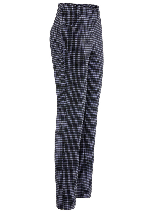 Hosen in Schlupfform - Hose mit trendiger Hahnentritt-Dessinerung, in Größe 018 bis 052, in Farbe BLAU-SCHWARZ Ansicht 1