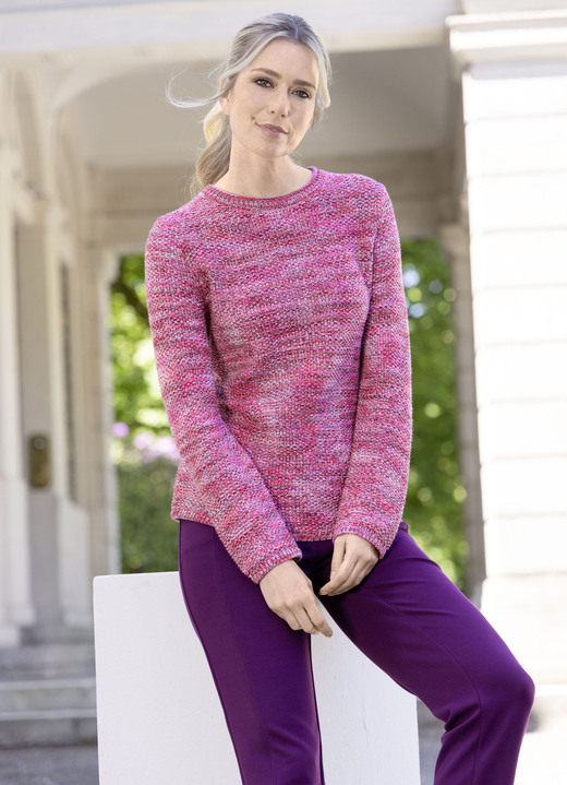 Langarm - Pullover mit Reiskornstruktur, in Größe 036 bis 050, in Farbe PINK-MULTICOLOR Ansicht 1