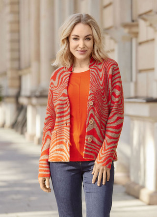 Strickjacken - Jacke mit Knopfleiste, in Größe 036 bis 048, in Farbe TAUPE-ORANGE – Farbe TAUPE-ORANGE – Ansicht 