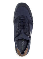 Waldl&auml;ufer Schn&uuml;rschuh aus Nubukleder mit Veloursleder-Bes&auml;tzen DUNKELBLAU-ECRU-BRAUN