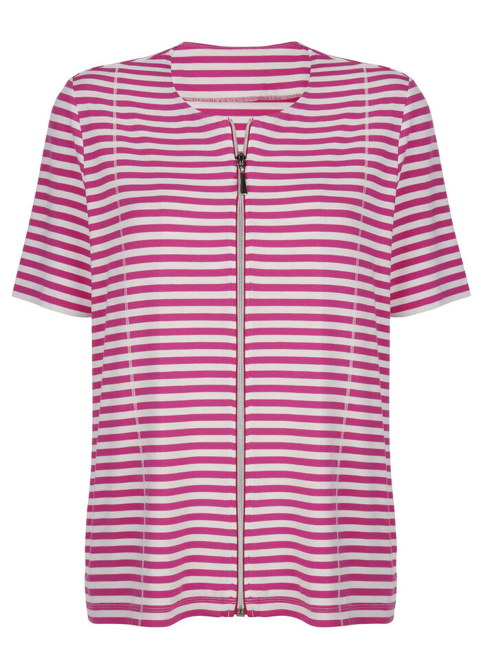 Shirtjacke mit garngef&auml;rbtem Ringeldessin 