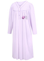 Zweierpack Nachthemden, 3/4 -langen &Auml;rmeln mit Knopfleiste 1X ZARTFLIEDER-BUNT, 1X ZARTFLIEDER