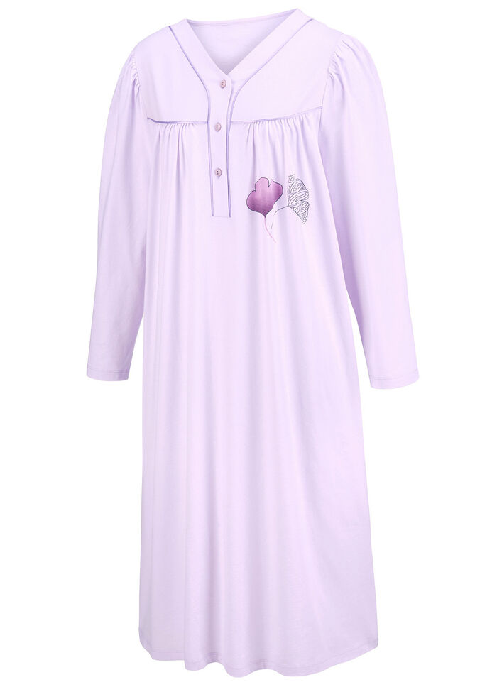 Zweierpack Nachthemden, 3/4 -langen &Auml;rmeln mit Knopfleiste 1X ZARTFLIEDER-BUNT, 1X ZARTFLIEDER