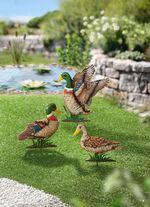 Farbenfrohe Entenfamilie aus Eisen, 3er-Set 