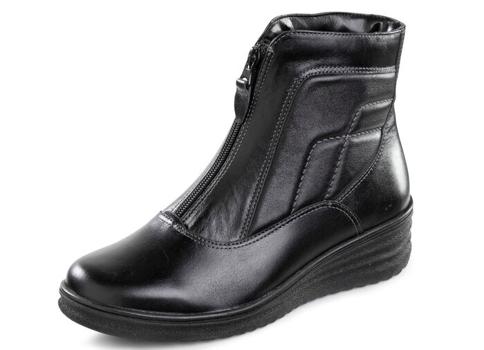 ELENA EDEN, gef&uuml;tterte Damen-Stiefeletten, Winterschuhe, Weite H, mit Lammfell SCHWARZ
