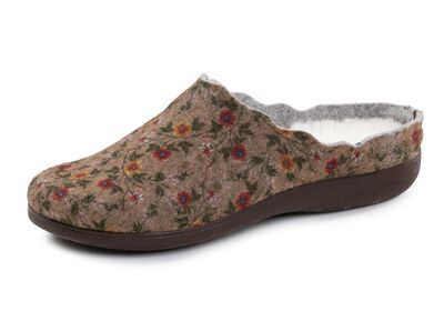 Laurina Pantoffel aus floral bedrucktem Filzmaterial 