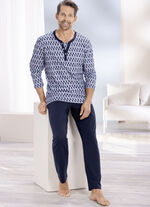 Schlafanzug mit Knopfleiste und offenen Abschl&uuml;ssen  