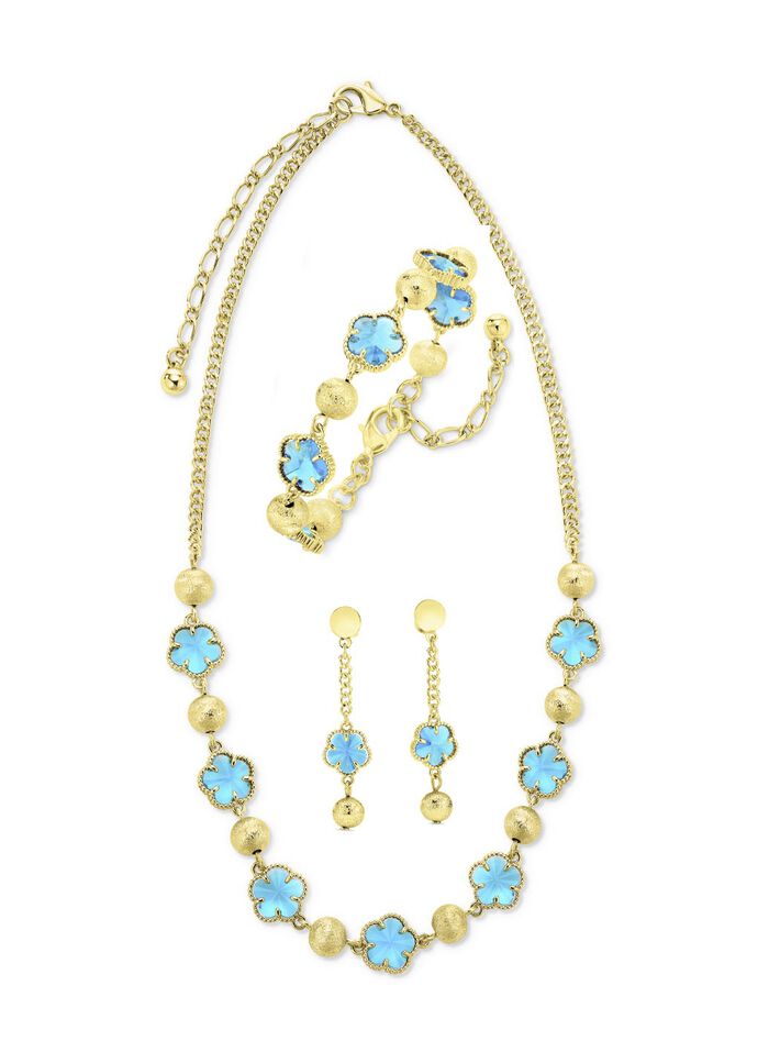 Schmuckset,  3-teilig, im Blumendesign 