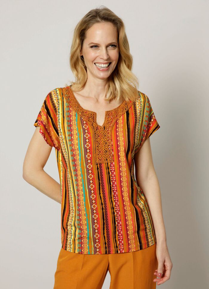 Shirt mit H&auml;kelspitzenbesatz 